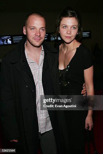 Actors Peter Sarsgaard and Maggie Gyllenhaal arrive at A Work In Progress: An Evening With Marc Forster at The Museum of Modern Art on April 12, 2005...