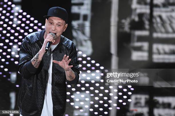 Clementino during the 66th Sanremo Music Festival on February 10, 2016.