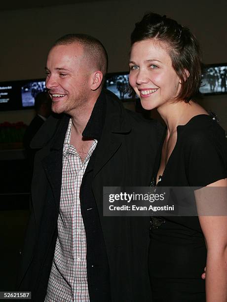 Actors Peter Sarsgaard and Maggie Gyllenhaal arrive at A Work In Progress: An Evening With Marc Forster at The Museum of Modern Art on April 12, 2005...