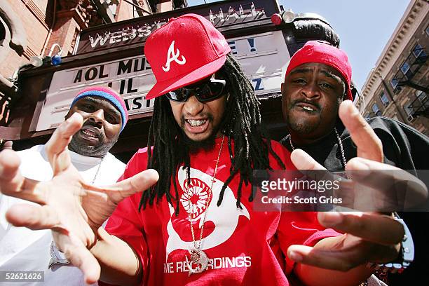 Lil Jon And The East Side Boyz pose for a photo before their performance for AOL Music Live at Webster Hall April 12, 2005 in New York City.