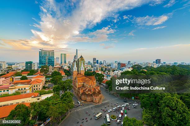 notre-dame cathedral basilica of saigon in the beautiful evening - lille france stock pictures, royalty-free photos & images