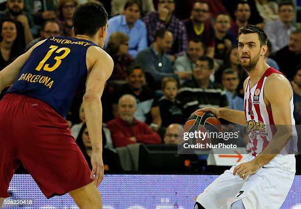 Febrero- ESPANA: Vangelis Mantzaris during the match beetwen FC Barcelona and Olympiakos, corresponding to the week 8 of the Top 16 of the basketball...