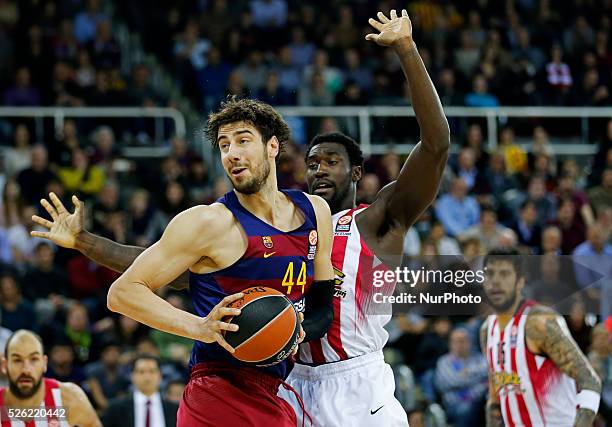 Febrero- ESPANA: Othello Hunter and Ante Tomic during the match beetwen FC Barcelona and Olympiakos, corresponding to the week 8 of the Top 16 of the...