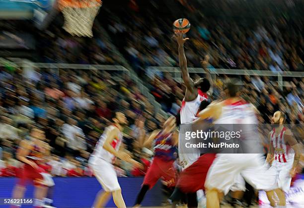 Febrero- ESPANA: Othello Hunter during the match beetwen FC Barcelona and Olympiakos, corresponding to the week 8 of the Top 16 of the basketball...