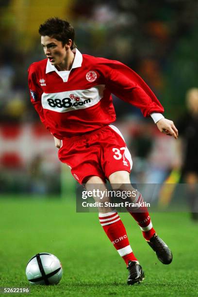 Adam Johnson of Middlesbrough in action during the UEFA Cup Match between Sporting Club Lisbon and Middlesbrough, at The Jose Alvalade Stadium on...