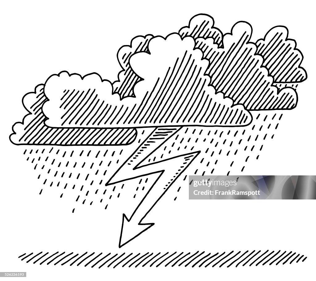Gewitter mit Blitz Wetter Zeichnung Wolke
