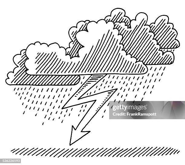 gewitter mit blitz wetter zeichnung wolke - storm cloud stock-grafiken, -clipart, -cartoons und -symbole