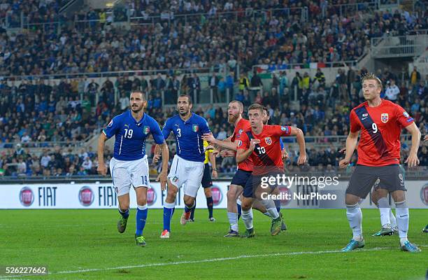 During the Qualifying Round European Championship football match Italia vs Norvegia at the Olympic Stadium in Rome, on october 13, 2015.