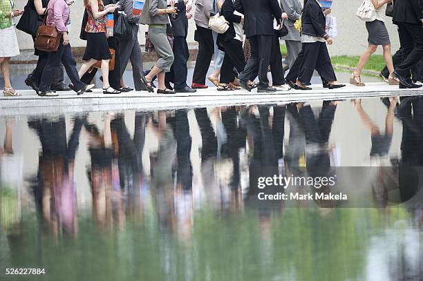 May 16, 2012 - Philadelphia, PA, U.S - Members of the press exit the Barnes Foundation, in its new museum located on the Benjamin Franklin Parkway,...