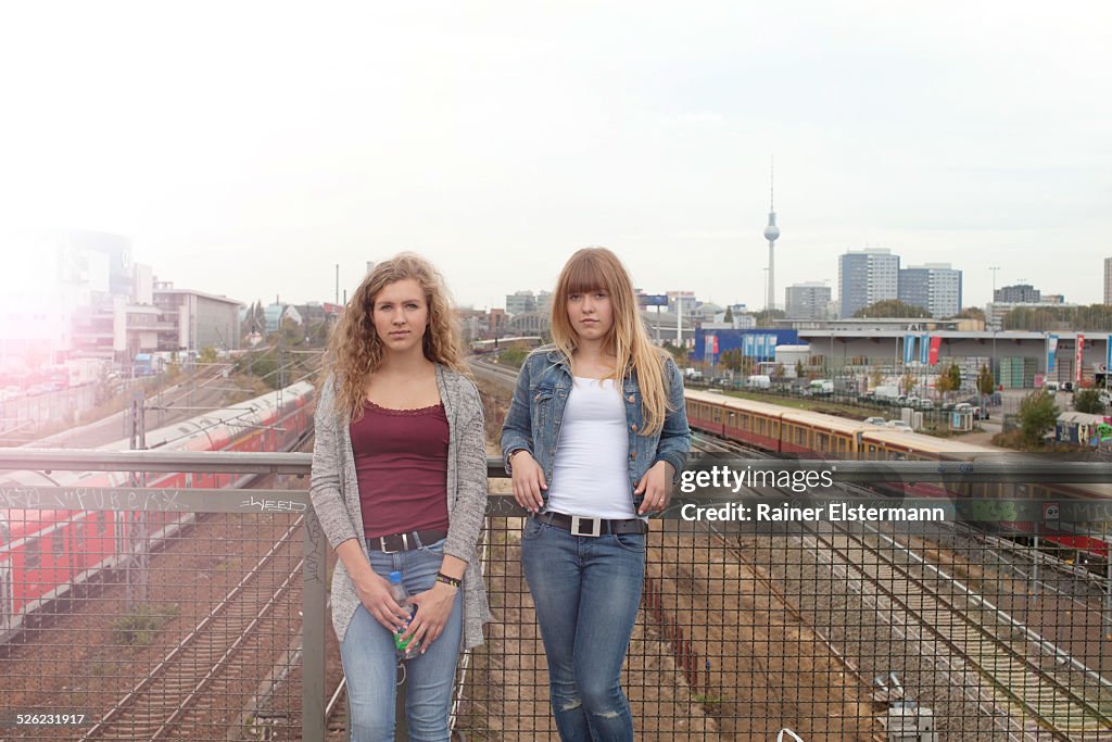 Two teenage girlfriends spending time together