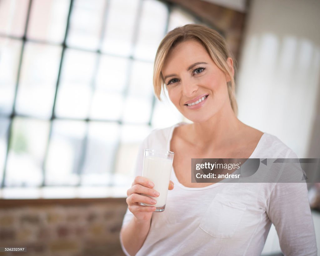 Woman drinking milk