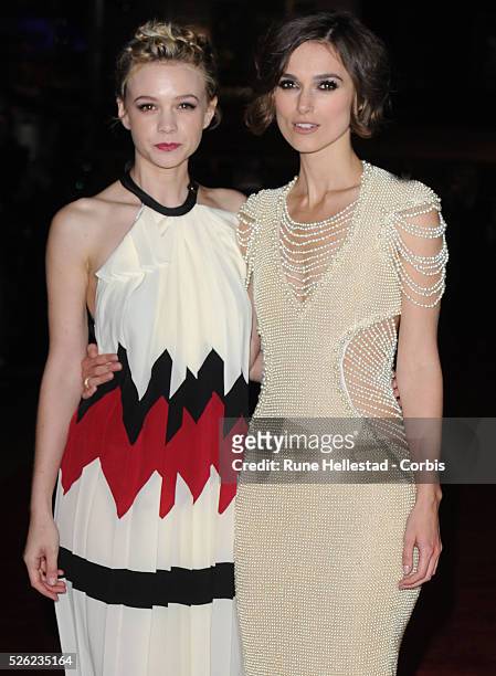 Carey Mulligan and Keira Knightley attend the premiere of "Never Let Me Go" at Odeon, Leicester Square .