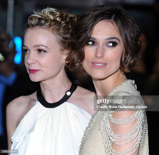 Carey Mulligan and Keira Knightley attend the premiere of "Never Let Me Go" at Odeon, Leicester Square .