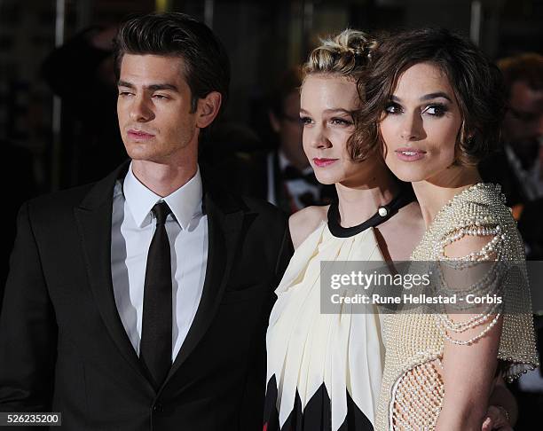 Andrew Garfield, Carey Mulligan and Keira Knightley attend the premiere of "Never Let Me Go" at Odeon, Leicester Square .