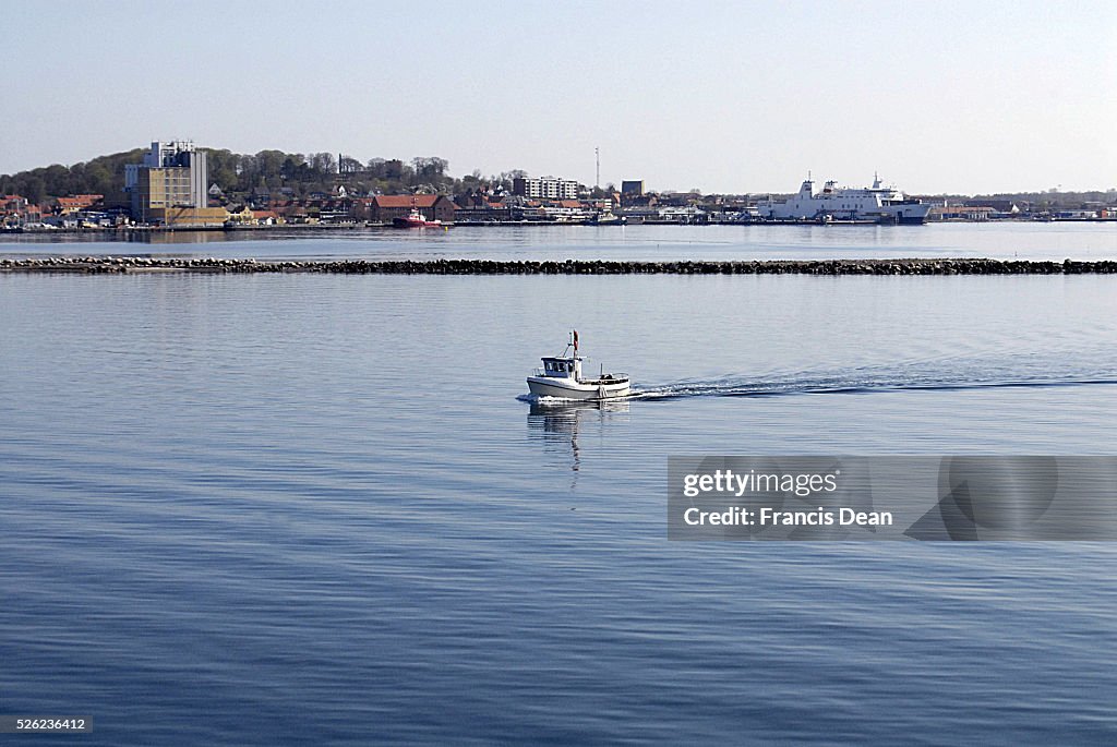 Small boat sail in kalundborg water