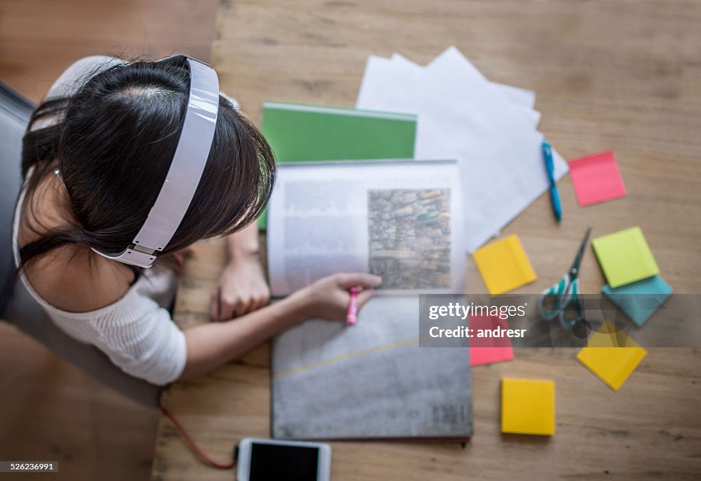 Female student at home