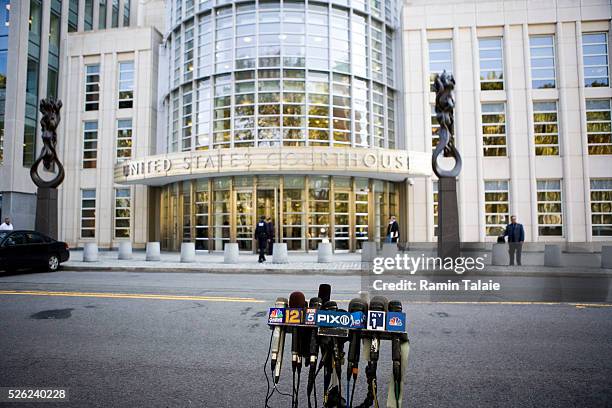 Members of media await announcement outside of the Brooklyn Federal Court where terror suspect, Najibullah Zazi, is scheduled to be arraigned in...