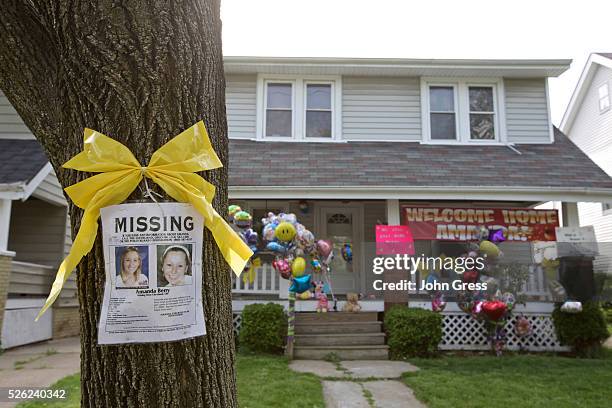 Missing person poster for Amanda Berry, one of the three woman found alive after vanishing for about a decade in their own neighborhood, is pictured...