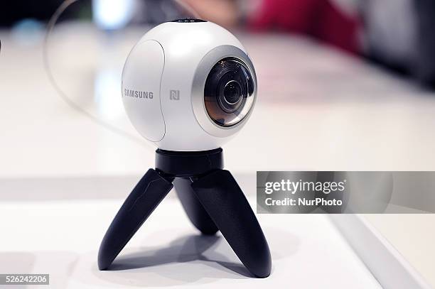 The new Samsung Gear 360, showed during the first day of Mobile World Congress 2016 in Barcelona, 22nd of February, 2016.
