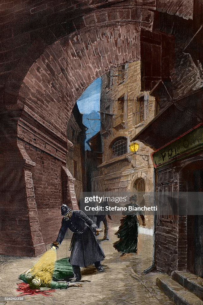 Jack Der Ripper Discovery of a victim of Jack the Ripper, Whitechapel, London,1888 ...