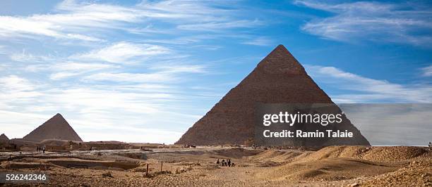 Pyramid of Menkaure , and the Pyramid of Khafre at the pyramid complex at the Giza plato, Egypt on January 1, 2010.