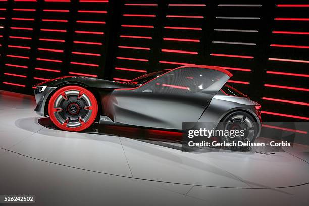 The Opel GT Concept on display at the 86th Geneva International Motorshow at Palexpo in Switzerland, March 2, 2016.