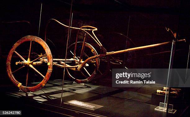 The chariot found in King Tut's tomb, the boy-pharaoh who ruled Egypt more than 3,300 years ago is on display at the King Tut exhibition at Discovery...