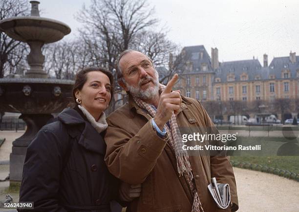 Paris, France - Italian architect Renzo Piano takes a stroll with his wife Milly in the le Marais district of Paris October 18 2006. Piano is one of...