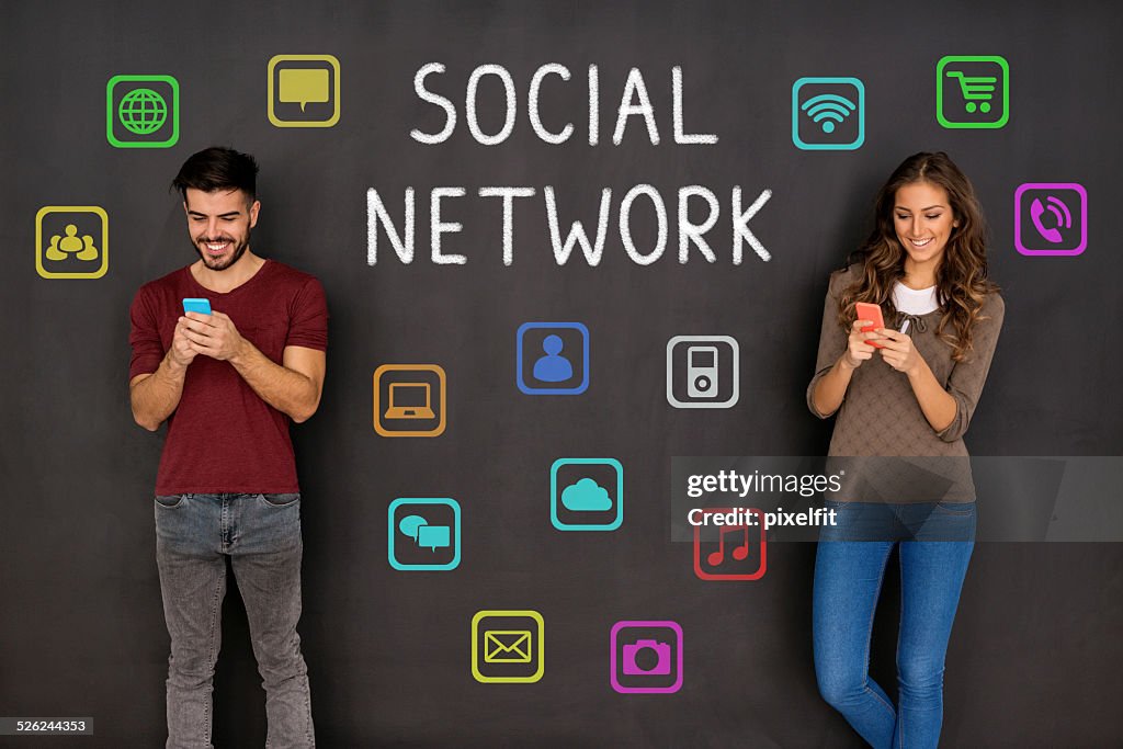 Man and Woman in Social Network Concept