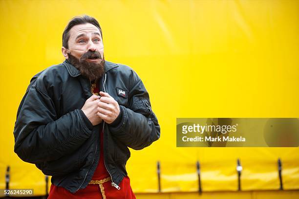 Ringmaster Andrey Voronin, a performer from the Moscow State Circus, poses for a portrait the day before 10 days of consecutive performances in...