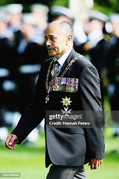 New Zealand Governor-General Sir Jerry Mateparae arrives to welcome Indian President Shri Pranab Mukherjee during a ceremony of welcome at Government...