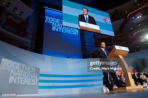 Prime Minister David Cameron delivers his leader's speech on the fourth, and final, day of the Conservatives Party Conference at the ICC, Birmingham,...