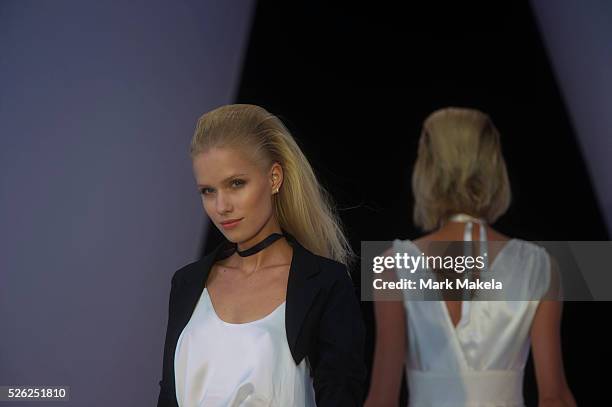 Models take part in the first ever sustainable show during a London Fashion Week at Friary Court, Clarence House, in St. James?s Palace, London on...