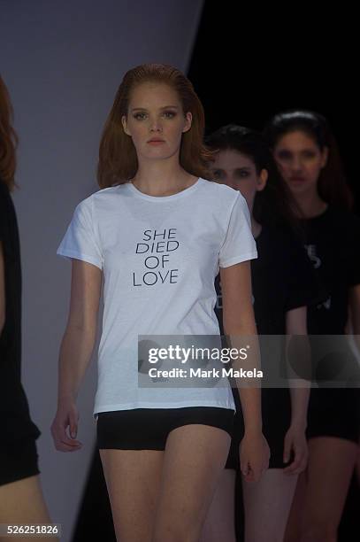 Models take part in the first ever sustainable show during a London Fashion Week at Friary Court, Clarence House, in St. James?s Palace, London on...