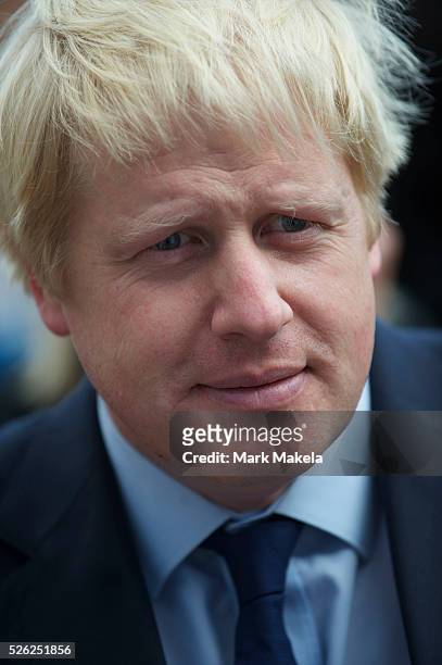 Mayor of London Boris Johnson attends the first ever sustainable show during a London Fashion Week at Friary Court, Clarence House, in St. James?s...