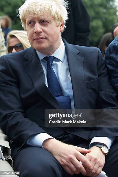 Mayor of London Boris Johnson attends the first ever sustainable show during a London Fashion Week at Friary Court, Clarence House, in St. James?s...