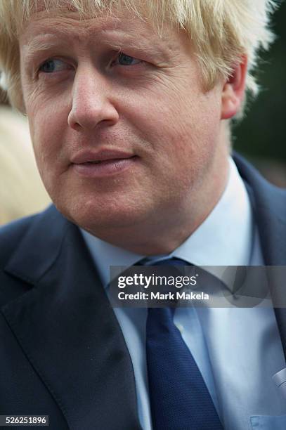 Mayor of London Boris Johnson attends the first ever sustainable show during a London Fashion Week at Friary Court, Clarence House, in St. James?s...