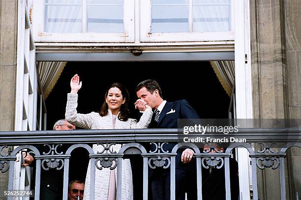 Thirty five years old crown princes Frederik of Denmark annunce his engagement to Mary Elisabeth Donaldson the couple appreaded on the balcony of...