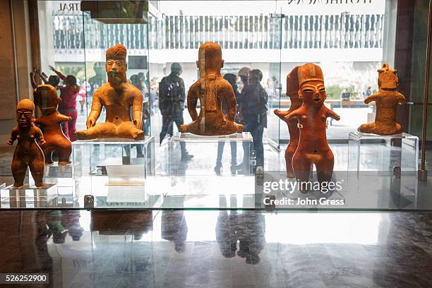 Pottery examples from 2300 BC to 100 AD are seen at the Museo Nacional de Antropologia in Mexico City, Mexico, September 20, 2015.