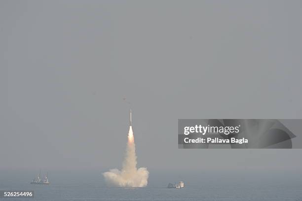 India tested its medium range Submarine Launched Ballistic Missile system, it was launched from a secret location in the Bay of Bengal from a depth...