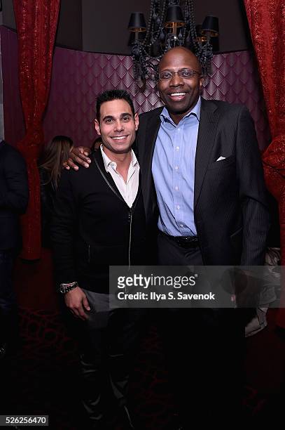 Eric Podwall and Reggie Love attend Eric Podwall’s exclusive cocktail experience the evening before White House Correspondents' Dinner at Sheppard on...