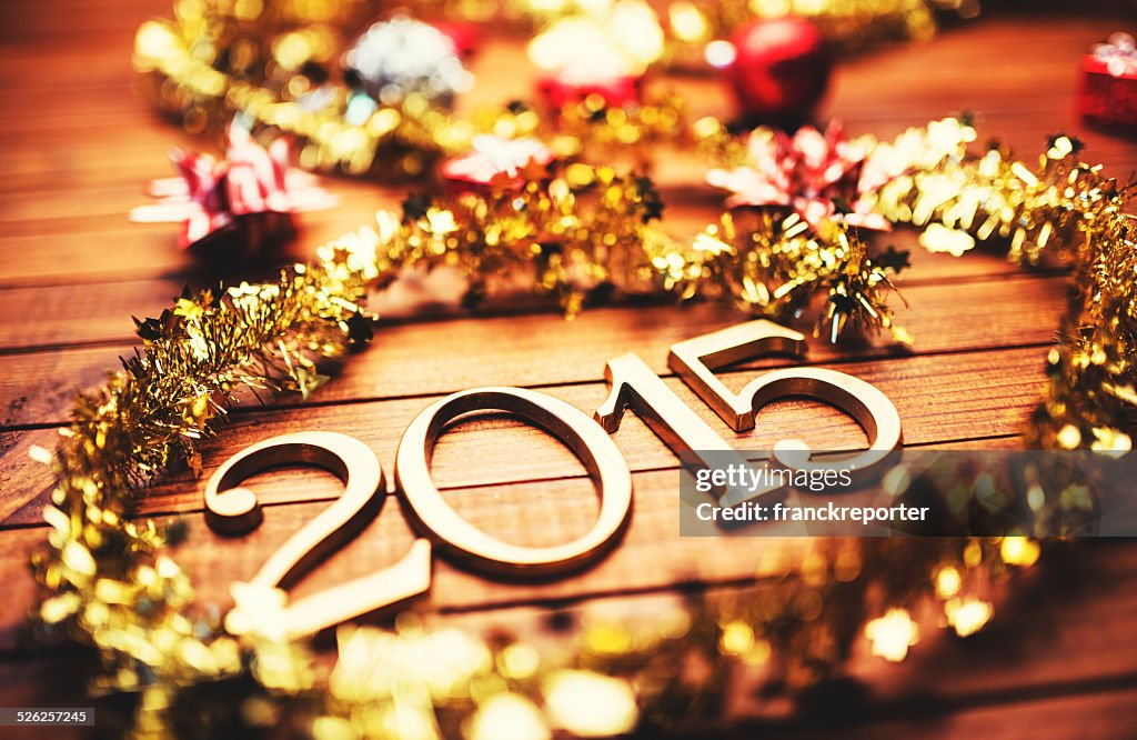 Oro, 2015 año nuevo texto decoración navideña