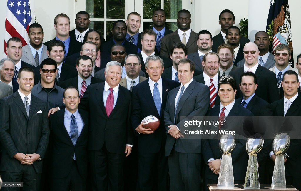 President Bush Welcomes New England Patriots To White House