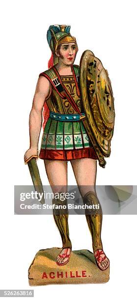 Portrait of Achilles Greek hero of the Trojan War . Chromolithography. �� Stefano Bianchetti/CORBIS