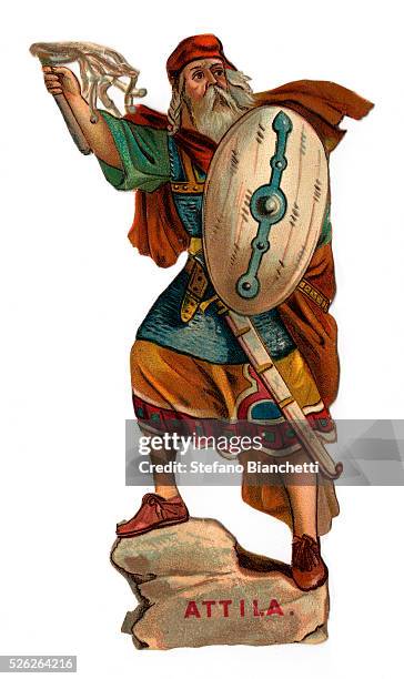 Portrait of Attila the Hun (c.406-453 . Chromolithography. �� Stefano Bianchetti/CORBIS