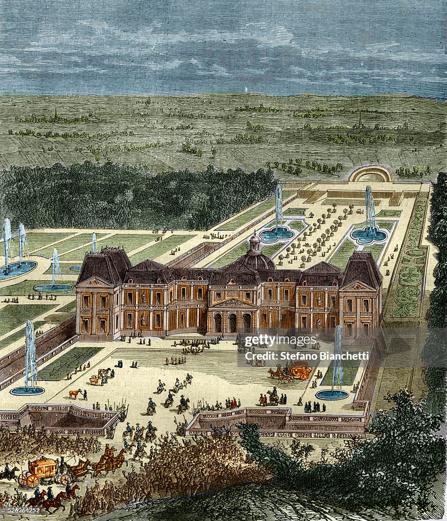 Perspective view of the garden facade of the Chateau of Vaux-le-Vicomte