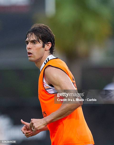 Real Madrid's player Kaka during practices prior to the Championship match between Chelsea FC and Real Madrid during the Guinness International...