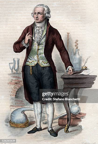 Portrait of Antoine Laurent de Lavoisier , French chemist. Illustration from "Le Plutarque Francais" by Edmond Mennechet, 1836 . �� Stefano...