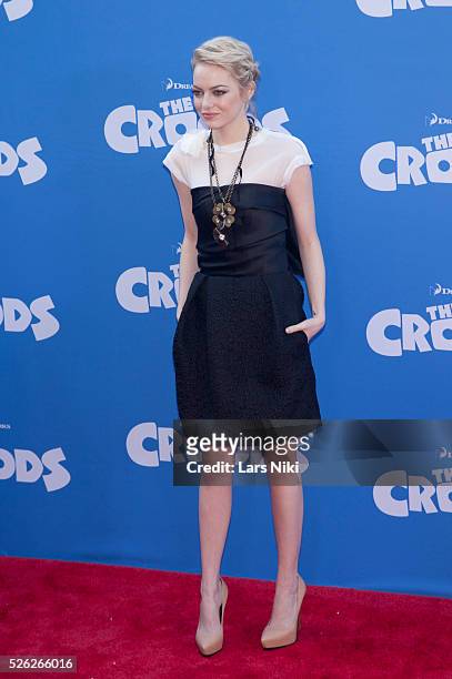 Emma Stone attends The Croods film premiere at the AMC Loews Lincoln Square in New York City. �� LAN