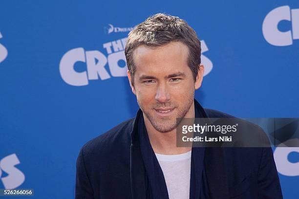 Ryan Reynolds attends The Croods film premiere at the AMC Loews Lincoln Square in New York City. �� LAN
